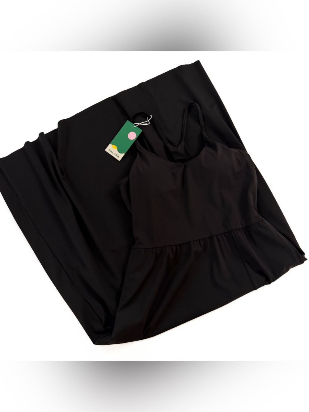 Halara Dress Womens Medium Midi Black Side Slit New - Picture 3 of 9